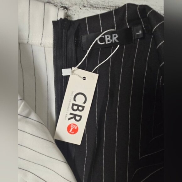 CBR Turn Down Neck Long Sleeve Buttons Striped Patchwork Bodycon Dress ~ NWT - Picture 11 of 16